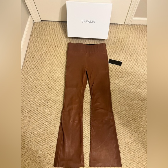 SPRWMN Pants - NWT SPRWMN Cropped Flare Legging, Cinnamon, Leather, size XS